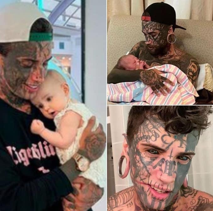 A 24-year-old father, who has several tattoos all over his body…