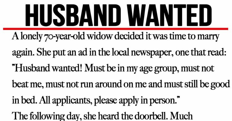 70-year-old widow’s newspaper ad seeking a new husband goes viral.