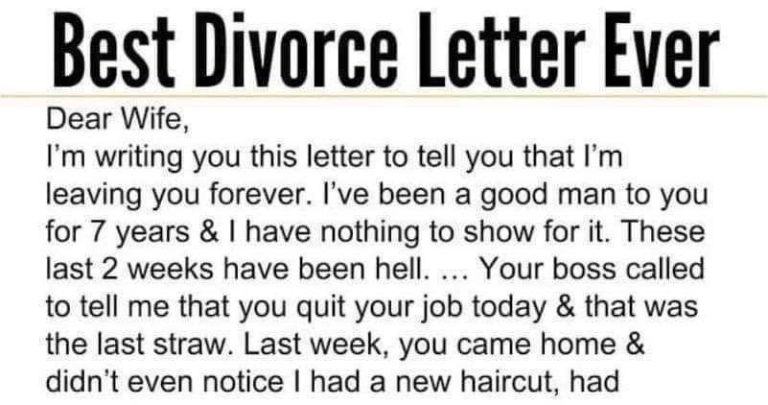 A wife receives a divorce letter from her husband, and her response is brilliantly clever.