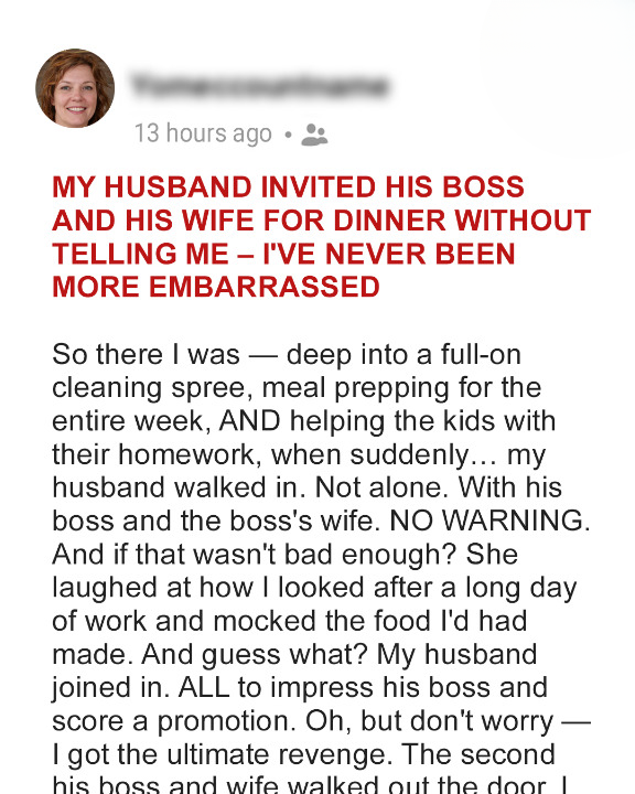 My Husband Invited His Boss