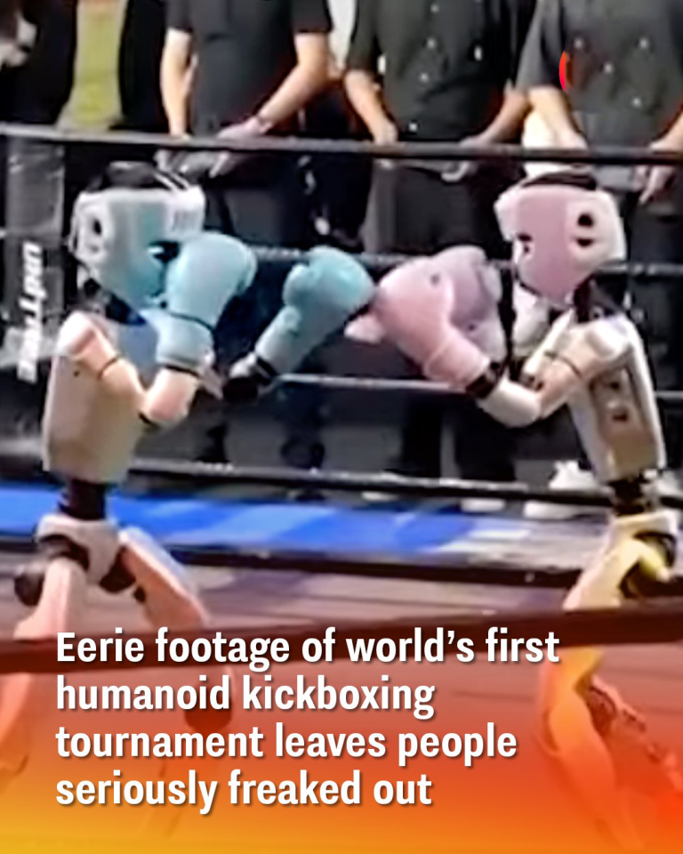 Eerie footage of world’s first humanoid kickboxing