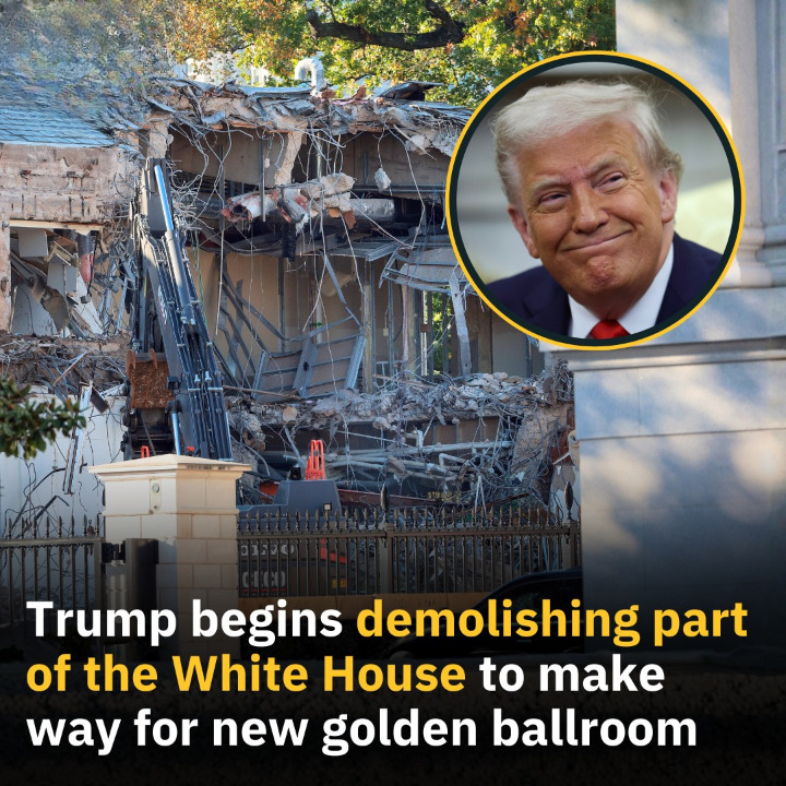 Trump begins demolishing part of the White House to make way for new golden ballroom