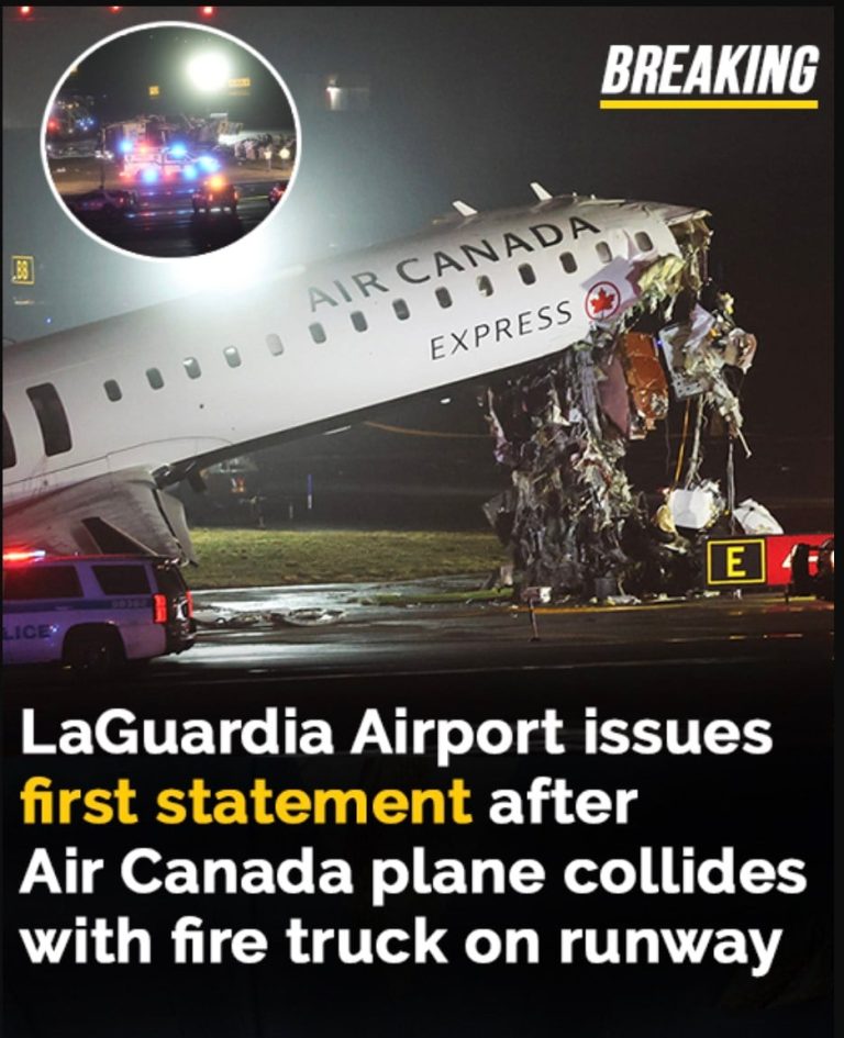 LaGuardia Airport issues official statement after Air Canada plane collides with fire truck on runway