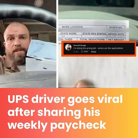 UPS driver goes viral after sharing his weekly paycheck