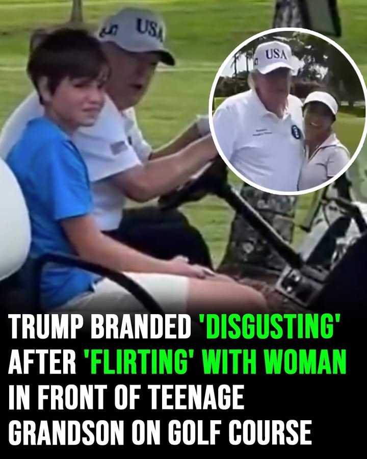 Trump branded ‘disgusting’ after ‘flirting’ with woman in front of teenage grandson on golf course