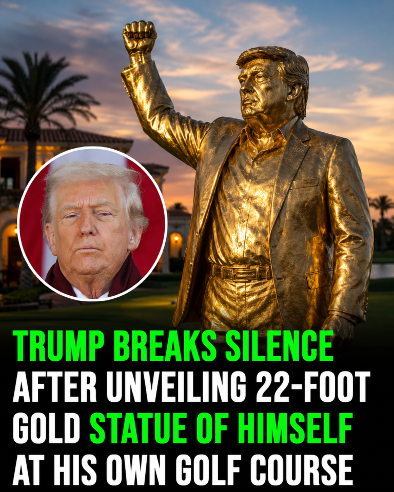 Trump breaks silence after unveiling 22-foot gold statue of himself at his own golf course